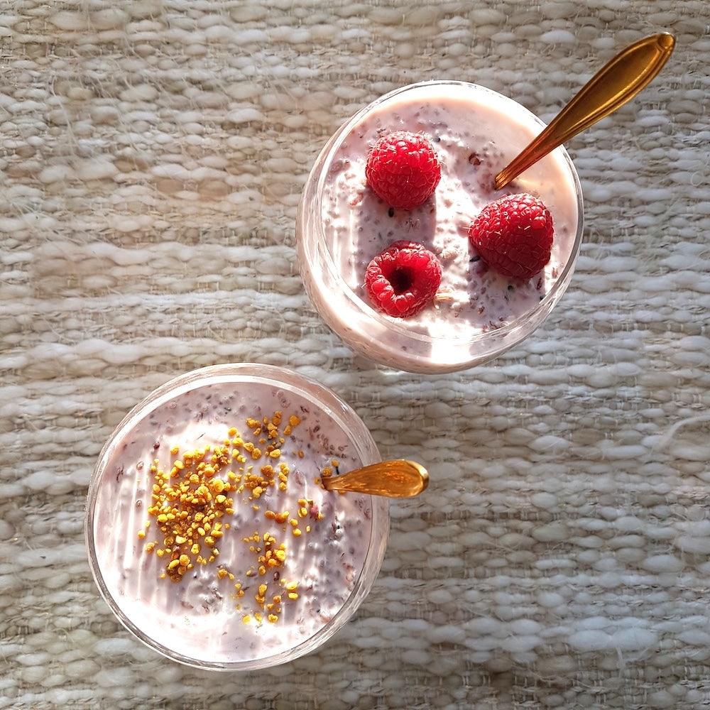 frambozen kokos chia pudding adaptogenen