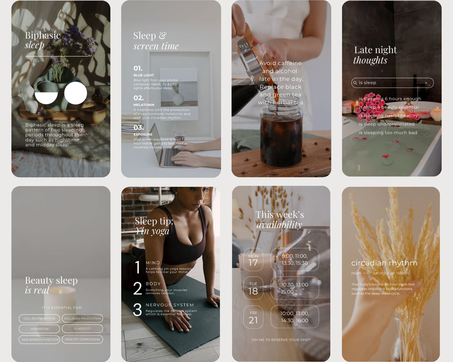 Sleep Wellness Instagram reels, Canva social media video templates