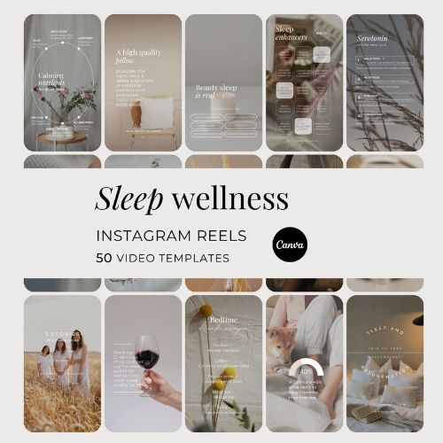 Sleep Wellness Instagram reels, Canva social media video templates