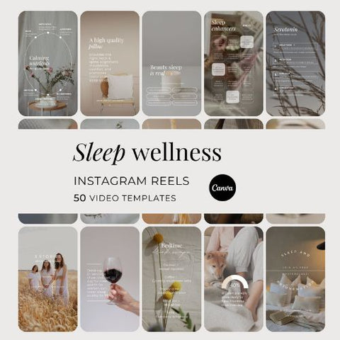 Sleep Wellness Instagram reels, Canva social media video templates